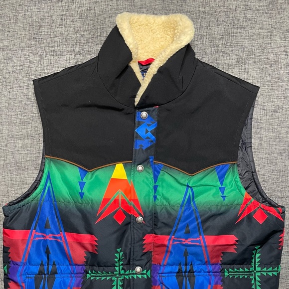 Polo Ralph Lauren Bear Aztec Beacon Southwestern Quilted Fur Vest - Picture 2 of 5
